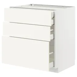 IKEA METOD / MAXIMERA(595.071.63) Шафа з 3 фасадами/2 низьким/середнім/високим ящиком, білий/Vallstena білий