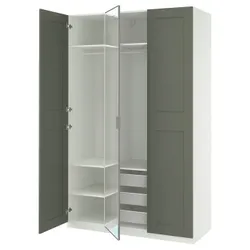 IKEA PAX / KAMMARTORP/GRIMO(795.792.53) Комбінація гардеробу, біле/сірі -зелене дзеркало