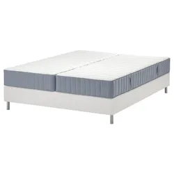 IKEA LYNGÖR(895.522.91) континентальне ліжко, Valevåg твердий/середньотвердий/блакитний білий