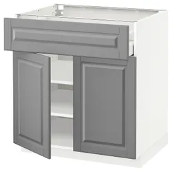 IKEA METOD / MAXIMERA(694.582.80) верхній ящик / 2 двері, білий / Bodbyn сірий