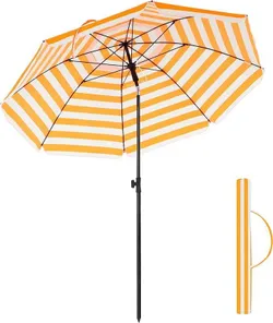 SONGMICS Sonnenschirm für Strand, Gartenschirm, UV-Schutz bis UPF 50+, knickbar, schirmrippen aus Glasfaser