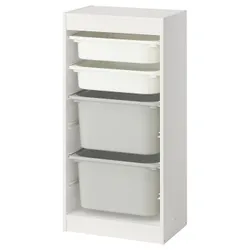 IKEA TROFAST(895.751.60) Полиця з контейнерами, Білий/сірий