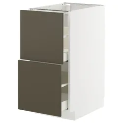 IKEA METOD / MAXIMERA(795.582.98) Шафа з 2 фасадами/2 високими ящиками, білий/Хавсторп коричнево-бежевий