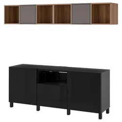 IKEA BESTÅ / EKET(594.927.79) комбінування тумби під телевізор, чорний темно-сірий коричневий/горіх