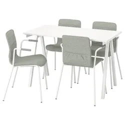 IKEA TROTTEN / LÄKTARE(695.525.41) Стіл конференції з стільцями, Білий/світло -зелений