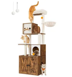 Котяча котяча дерево з коробкою з високим сміттям 2 в 1