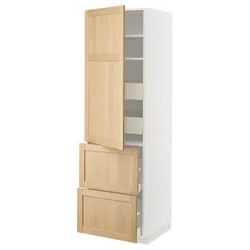 IKEA METOD / MAXIMERA(695.094.73) висока шафа з полицею/4 ящики/двері/2 фасади, білий/Дуб Форсбака