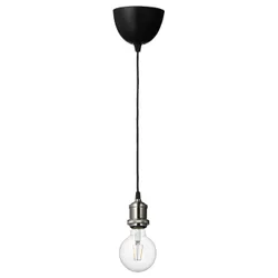 IKEA JÄLLBY / LUNNOM(394.915.06) підвісний світильник з лампочкою, нікельована/прозора куля