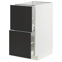 IKEA METOD / MAXIMERA(294.986.88) Шафа з 2 фасадами/2 високими ящиками, білий/Nickebo матовий антрацит