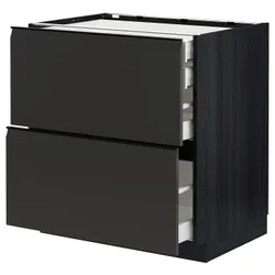 IKEA METOD / MAXIMERA(394.956.46) Шафа з 2 фасадами/2 низьким/середнім/високим ящиком, чорний/Upplöv матовий антрацит
