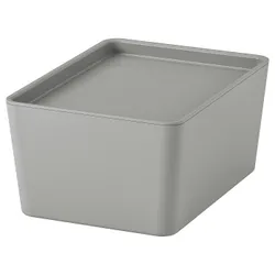 IKEA KUGGIS(095.967.60) контейнер з кришкою, світло -сірий