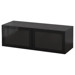 IKEA BESTÅ(394.398.63) комбінування навісних шаф, чорно-коричневий / Glassvik black
