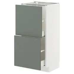 IKEA METOD / MAXIMERA(895.664.05) шафа для підлоги з 2 ящиками, білий/Nickebo матовий сіро-зелений