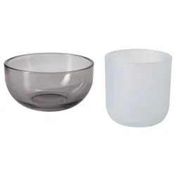 IKEA TALLTITA(706.070.24) Власник свічок Tealight, 2 шт., Сірий/матовий скло