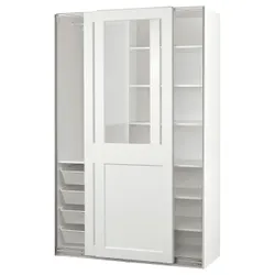 IKEA PAX / GRIMO(195.022.33) комбінований гардероб, білий/прозоре скло біле