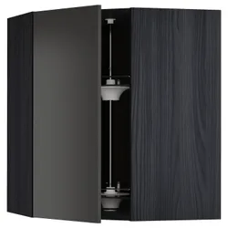 IKEA METOD(294.990.51) кутова навісна шафа з каруселлю, чорний/Nickebo матовий антрацит