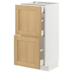 IKEA METOD / MAXIMERA(995.092.78) Шафа з 2 фасадами/3 ящиками, білий/Дуб Форсбака