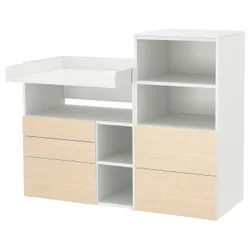 IKEA SMÅSTAD / PLATSA(695.832.36) СТОЛЬНИЙ СТАЛЬ, Біла береза/з книжковою шафою