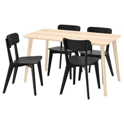 IKEA LISABO / LISABO(893.855.32) стіл і 4 стільці, ясеневий шпон / чорн