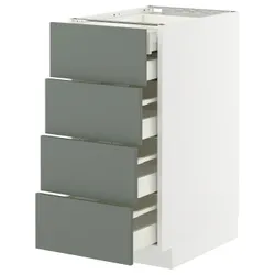 IKEA METOD / MAXIMERA(495.657.66) Шафа з 4 фасадами/2 низькими/3 середніми ящиками, білий/Nickebo матовий сіро-зелений