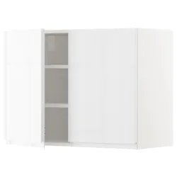IKEA METOD(794.561.48) навісна шафа з полицями / 2 двер, білий / Voxtorp глянцевий / білий