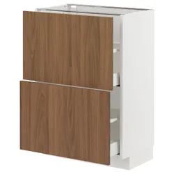 IKEA METOD / MAXIMERA(895.197.77) шафа для підлоги з 2 ящиками, білий/Тісторп імітація коричневого горіха