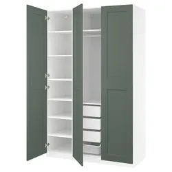 IKEA PAX / GRIMO(295.792.98) Комбінація гардеробу, білий/сірий -зелений