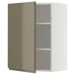 IKEA METOD(795.771.88) настінна шафа з полками, білий/Voxtorp Gloss Dark -brown