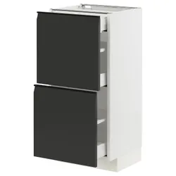 IKEA METOD / MAXIMERA(394.930.15) Шафа з 2 фасадами/3 ящиками, білий/Upplöv матовий антрацит