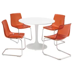 IKEA DOCKSTA / TOBIAS(394.992.77) стіл і 4 стільці, білий білий/коричневий/червоний