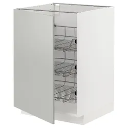 IKEA METOD(295.384.01) шафа з дротяним кошиком, білий/Хавсторп світло-сірий