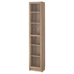 IKEA BILLY / OXBERG(695.818.31) стійка, імітація дуб/безбарвне скло