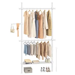 Телескопічний вішак для одягу білих 3 рівнів
