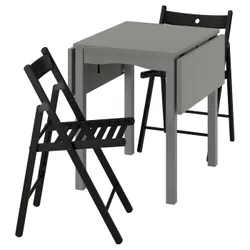 IKEA HAUGA / FRÖSVI(595.749.06) стіл і 2 розкладні стільці, сірий/чорний