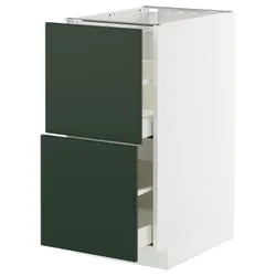 IKEA METOD / MAXIMERA(295.575.45) Шафа з 2 фасадами/2 високими ящиками, білий/Хавсторп темно-зелений