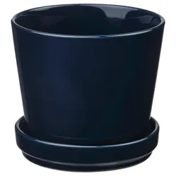 IKEA KLOTLÖNN(005.840.64) горщик з підставкою, Зсередини/Зовнішній/Чорний