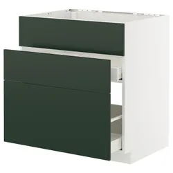 IKEA METOD / MAXIMERA(395.572.67) тумба, раковина + 3 фасади/2 ящики, білий/Хавсторп темно-зелений