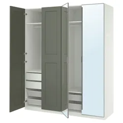 IKEA PAX / KAMMARTORP/GRIMO(395.784.96) Комбінація гардеробу, біле/сірі -зелене дзеркало