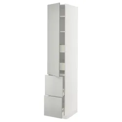 IKEA METOD / MAXIMERA(195.393.78) висока шафа з полицею/4 ящики/двері/2 фасади, білий/Хавсторп світло-сірий
