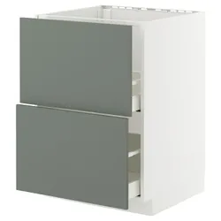 IKEA METOD / MAXIMERA(095.660.65) тумба, раковина + 2 фасади/2 ящики, білий/Nickebo матовий сіро-зелений