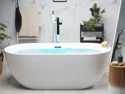 Окремостояча світлодіодна ванна Whirlpool Nevis 170 x 80 см біла Красива овальна ванна Акрилова ванна