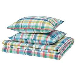 IKEA HÖSTGENTIANA(006.205.28) підодіяльник і 2 наволочки, різнокольоровий/клітчастий