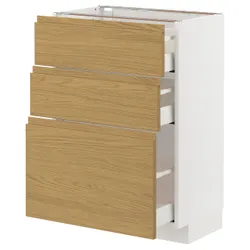 IKEA METOD / MAXIMERA(595.381.31) шафа для підлоги з 3 ящиками, білий/імітація Воксторпа дуб