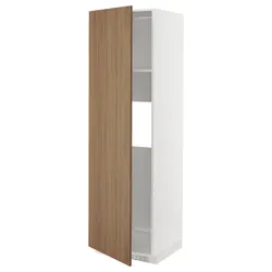 IKEA METOD(895.194.71) висока шафа для холодильника або морозильної камери з дверцятами, білий/Тісторп імітація коричневого горіха
