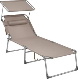 SONGMICS Шезлонг, кушетка, великий, розкладний шезлонг, 71 x 200 x 38 см, вантажопідйомність: 150 кг, з підголівником, спинкою,