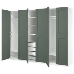 IKEA PAX / GRIMO(395.792.88) Комбінація гардеробу, білий/сірий -зелений