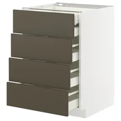 IKEA METOD / MAXIMERA(695.587.98) Шафа з 4 фасадами/2 низькими/3 середніми ящиками, білий/Хавсторп коричнево-бежевий
