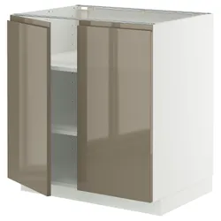IKEA METOD(595.766.32) Шафа STJ/полиці/2 двері, білий/Voxtorp Gloss Dark -brown