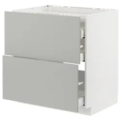 IKEA METOD / MAXIMERA(195.389.63) шафа для варильної панелі/2 фасади/3 ящики, білий/Хавсторп світло-сірий