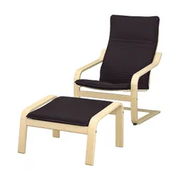 IKEA POÄNG (194.842.05) крісло/підніжка, березовий шпон / Книса чорн